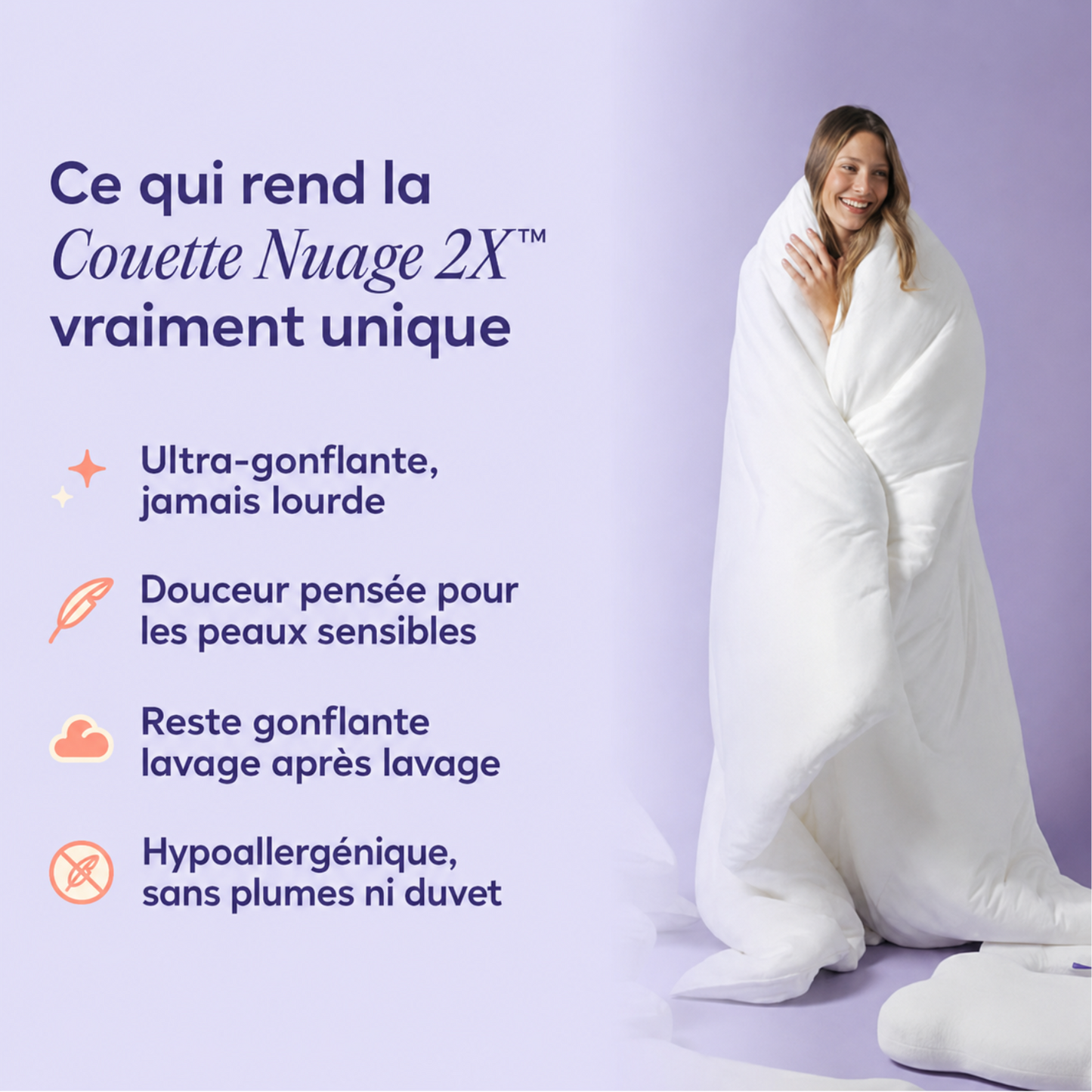 Couette Nuage 2X™ – Ultra-gonflante et thermorégulante