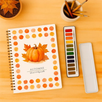 Livret d'aquarelle Automne avec palette de 12 couleurs