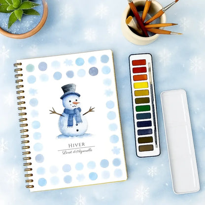 Livret d'aquarelle Hiver avec palette de 12 couleurs