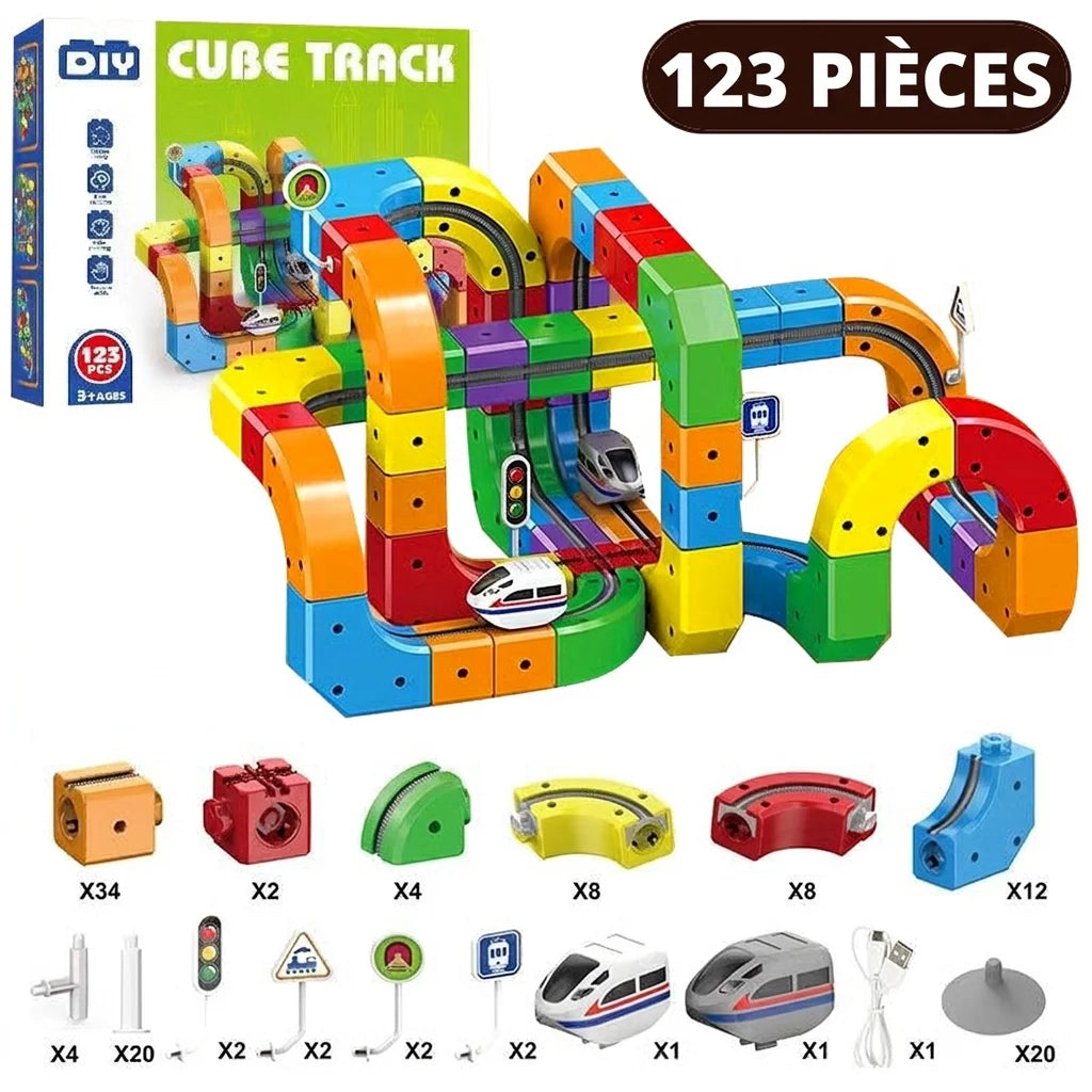 Coffret 123 pièces + 2 petits trains offerts : contenu et accessoires