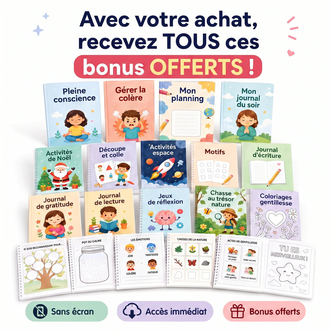 Avec votre achat, recevez tous ces bonus offerts