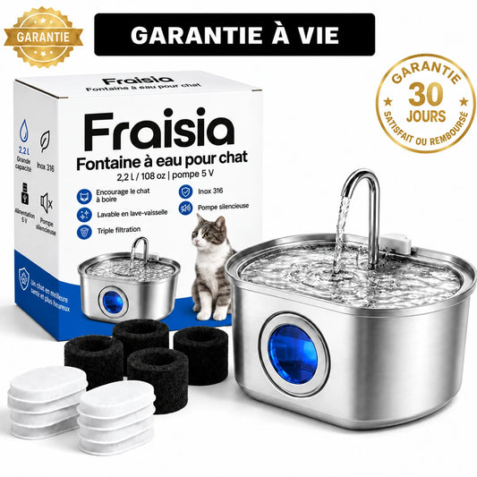 Fontaine à eau Fraisia pour chat en inox 316, 2,2 L