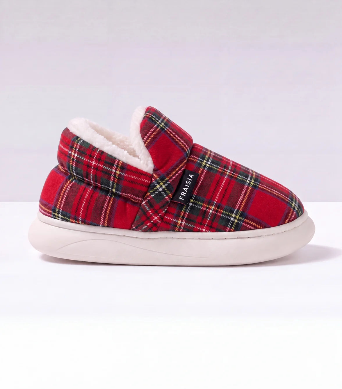 Pantoufles Nuage Enfant — Tartan rouge