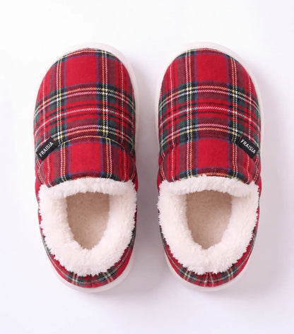 Pantoufles Nuage Enfant — Tartan rouge