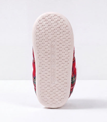 Pantoufles Nuage Enfant — Tartan rouge