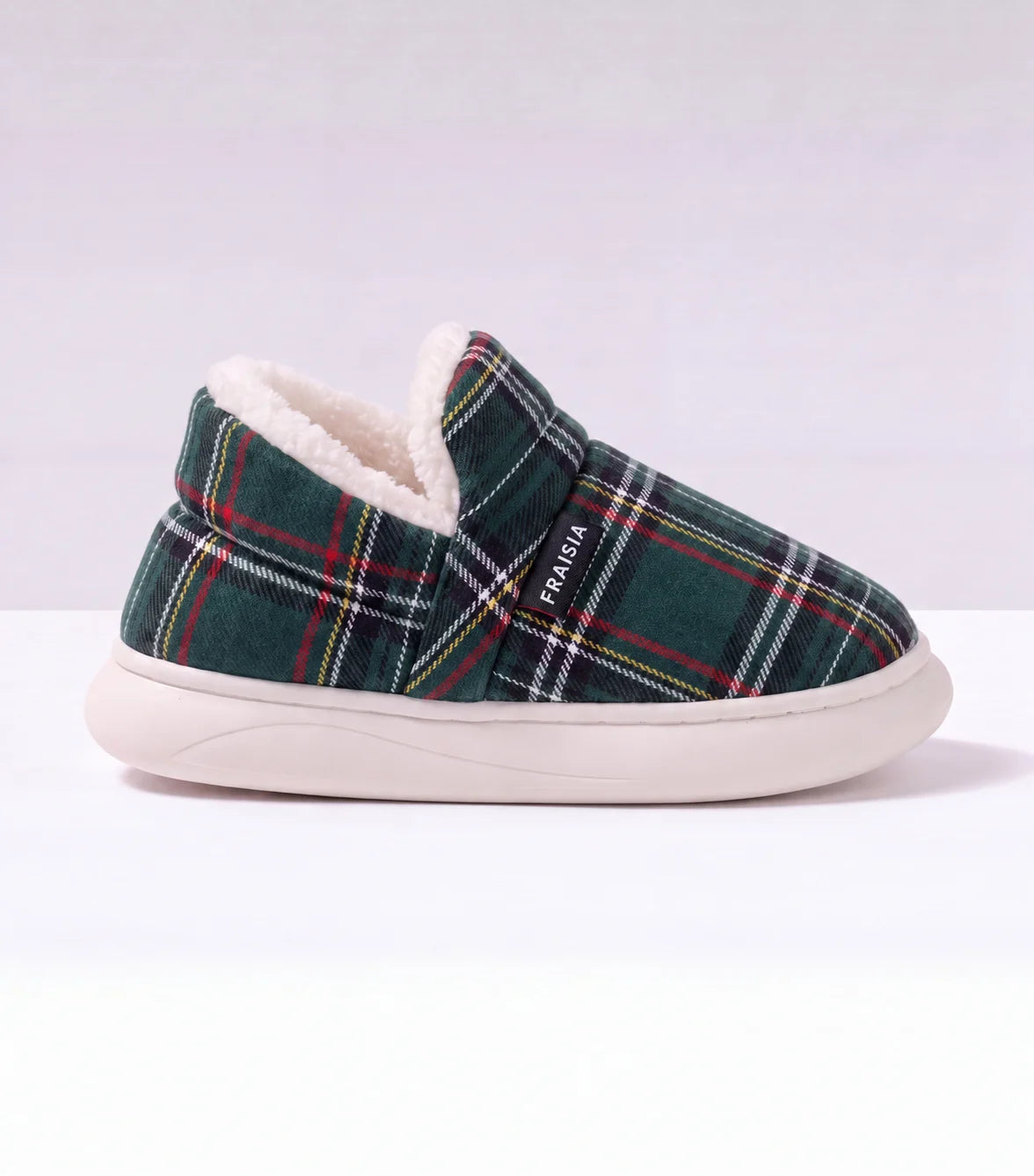 Pantoufles Nuage Enfant — Tartan vert