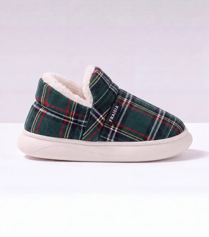 Pantoufles Nuage Enfant — Tartan vert