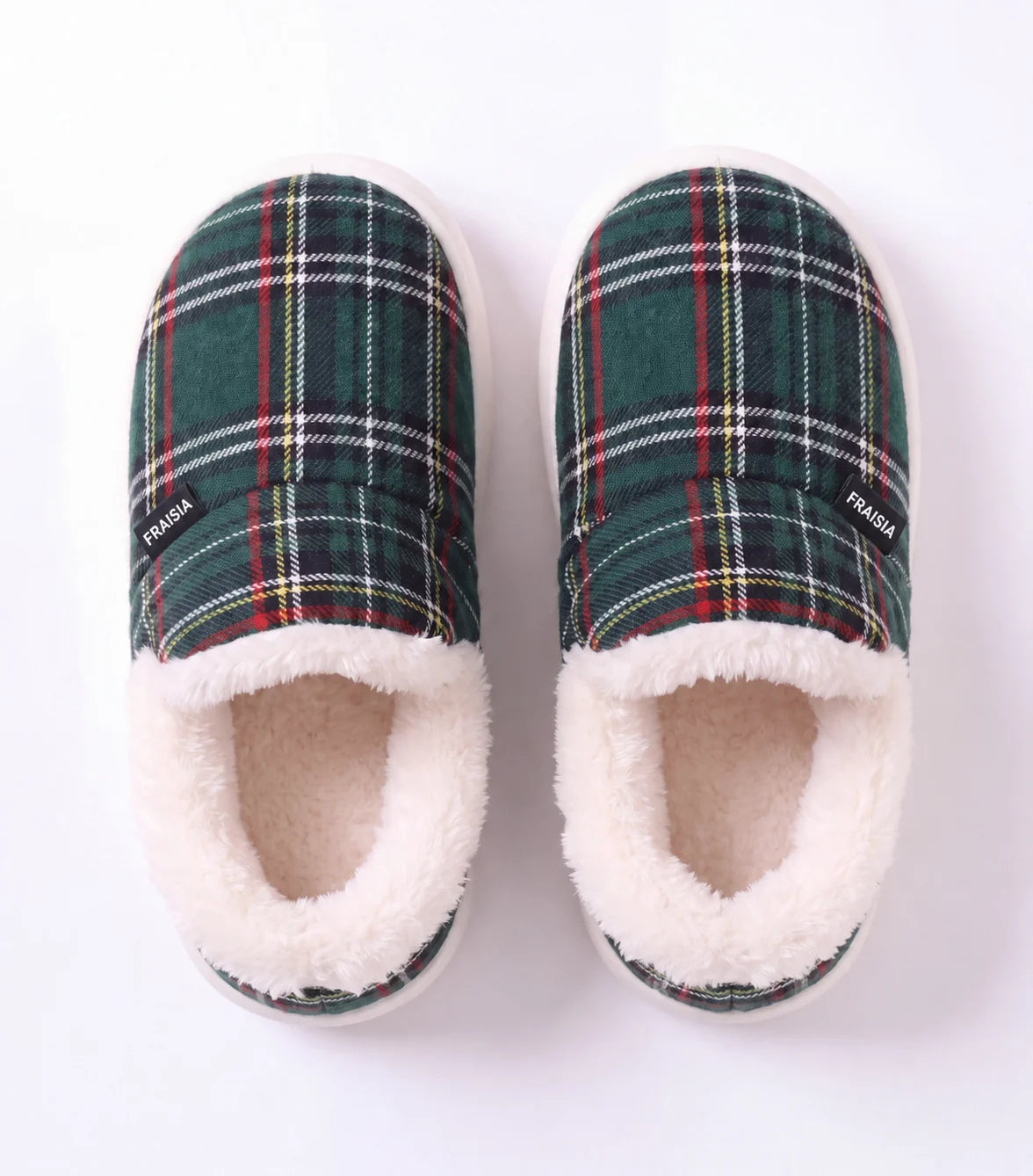 Pantoufles Nuage Enfant — Tartan vert