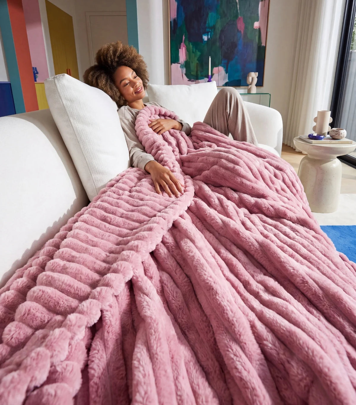 Plaid polaire Nuage — Rose