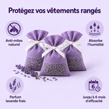 Sachets lavande : anti-mites, anti-humidité, jusqu'à 6 mois