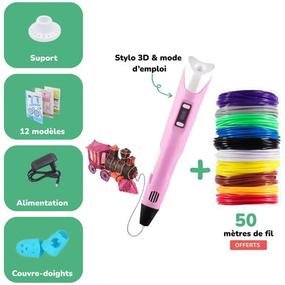 Contenu du coffret : support, 12 modèles, alimentation, couvre-doigts et 50 m de fil offerts
